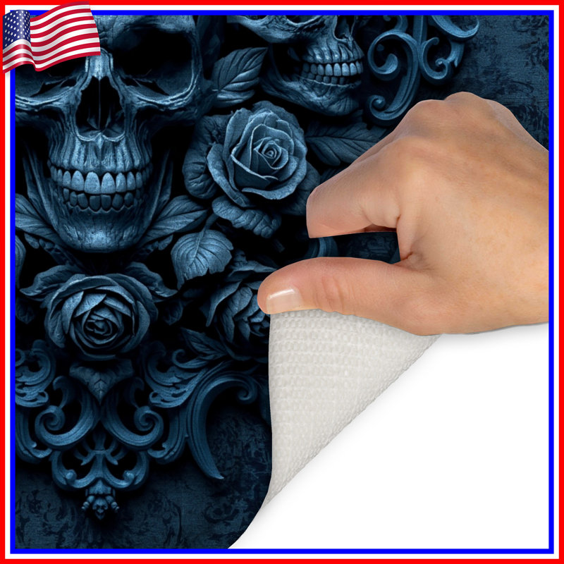 Tapis de bain Skulls With Roses, L 24 po x L 17 po