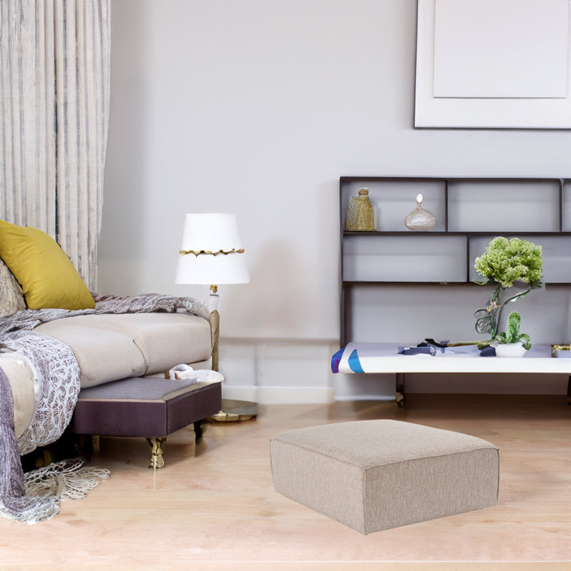 Zinta Upholstered Ottoman, Light Gray