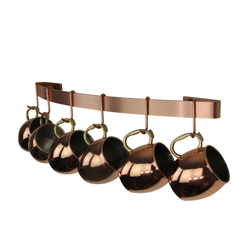 Curved Utensil Bar Handcrafted Wall Mounted Pot Rack, 3" H x 24" W x 4" D