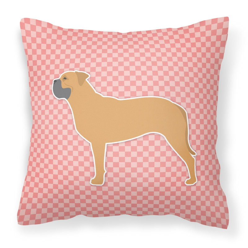 Coussin décoratif intérieur/extérieur bullmastiff, H 18 po x l 18 po x P 3 po, Rose