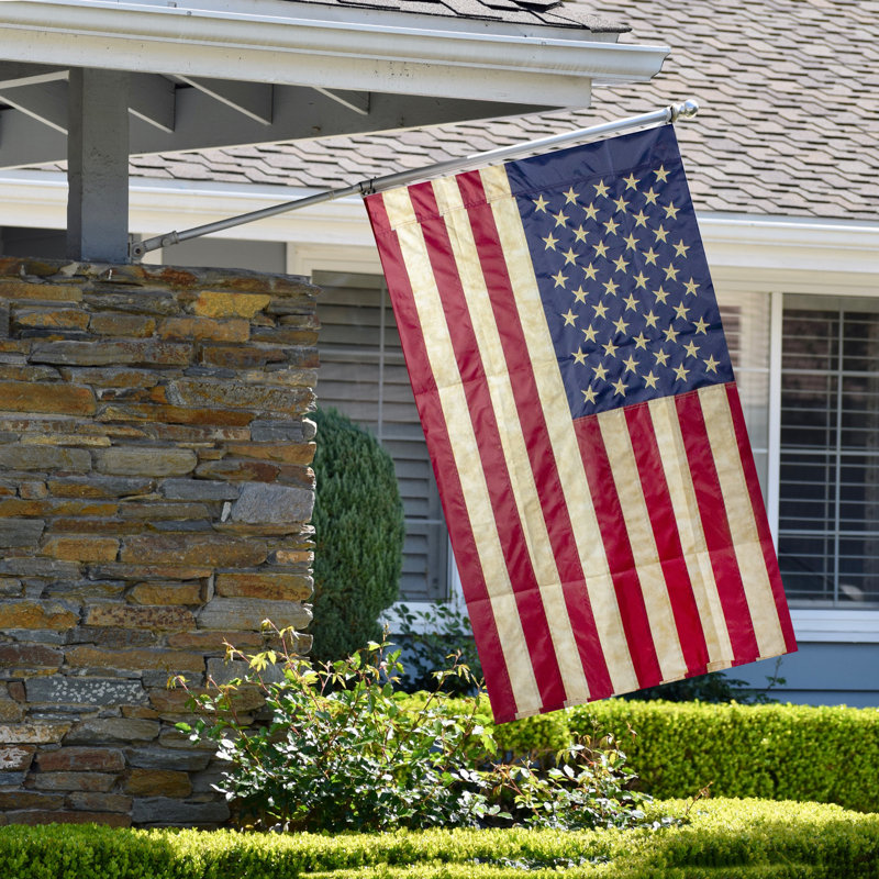 Drapeau de jardin américain brodé teint thé, H 40 po x l 28 po