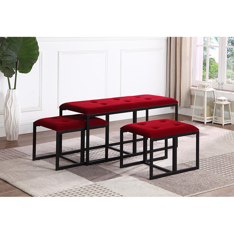 Polyester Blend Upholstered Storage Bench