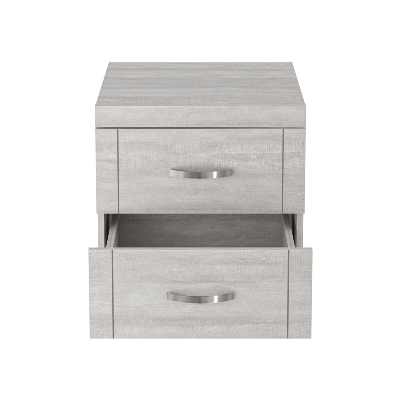 Avigail 20.31" 2 Drawer Nightstand, Gray, Individual