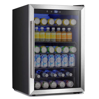 Réfrigérateur à boissons de 4,4 pi³, mini-réfrigérateur pouvant contenir 37 bouteilles ou 145 canettes, commande tactile, 32-61 ℉, silencieux <38dB, lumière DEL