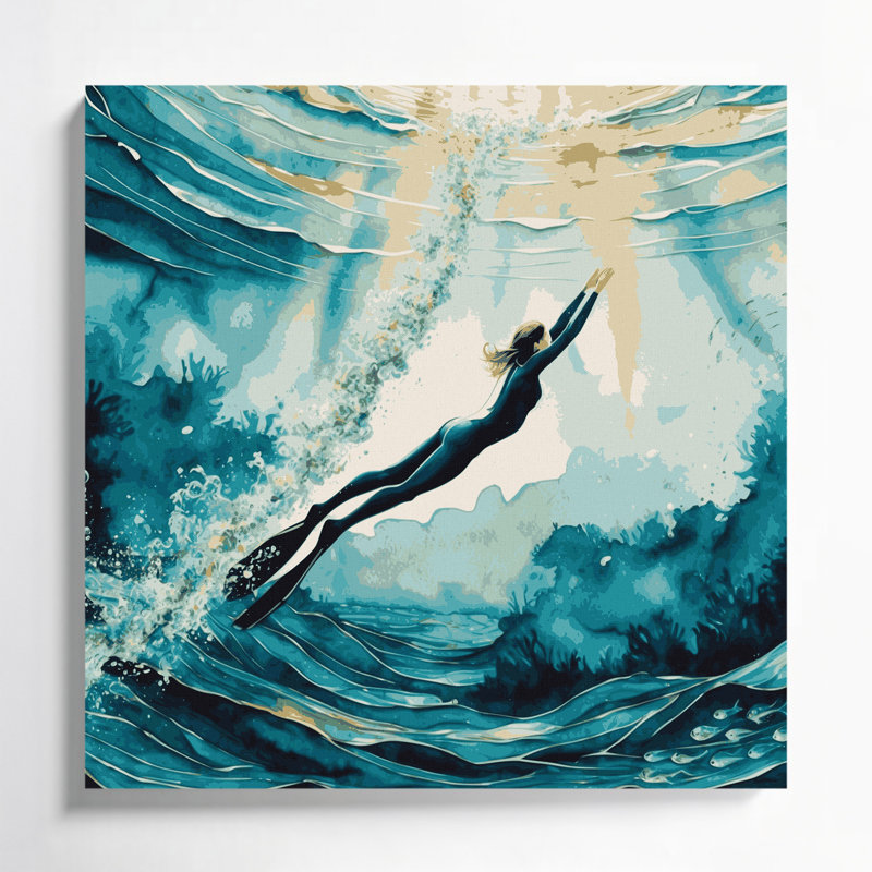 Art mural sur toile Sports Freediving, H 12 po x l 12 po