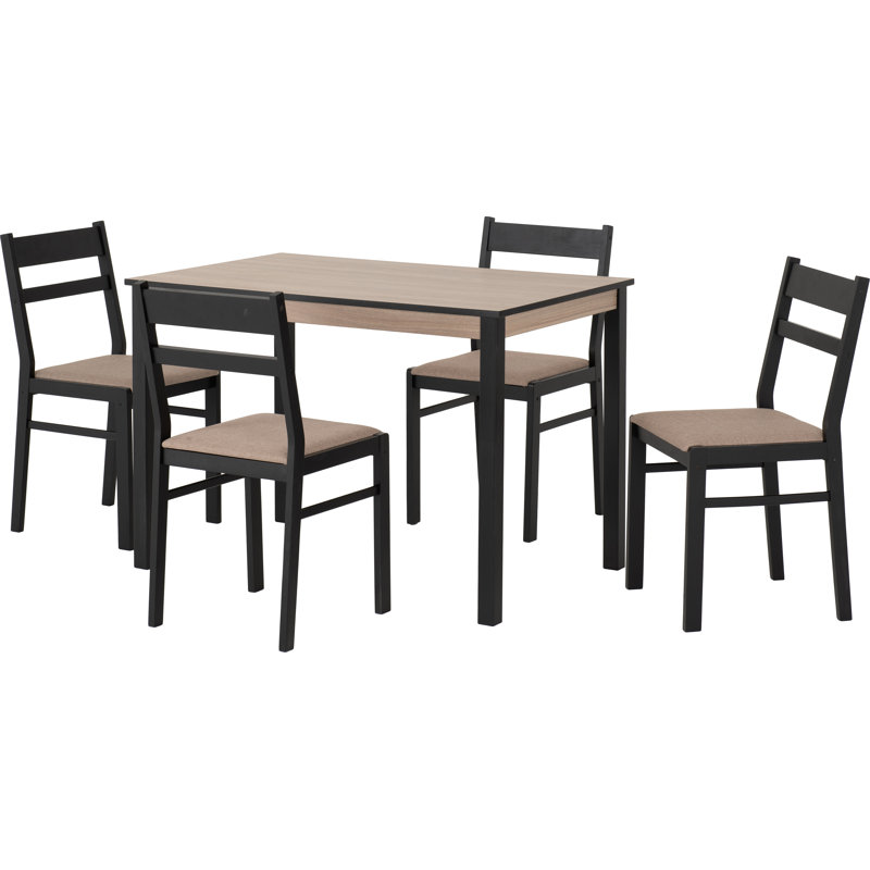 4 - Person Rubberwood Solid Wood Dining Set, Light Brown