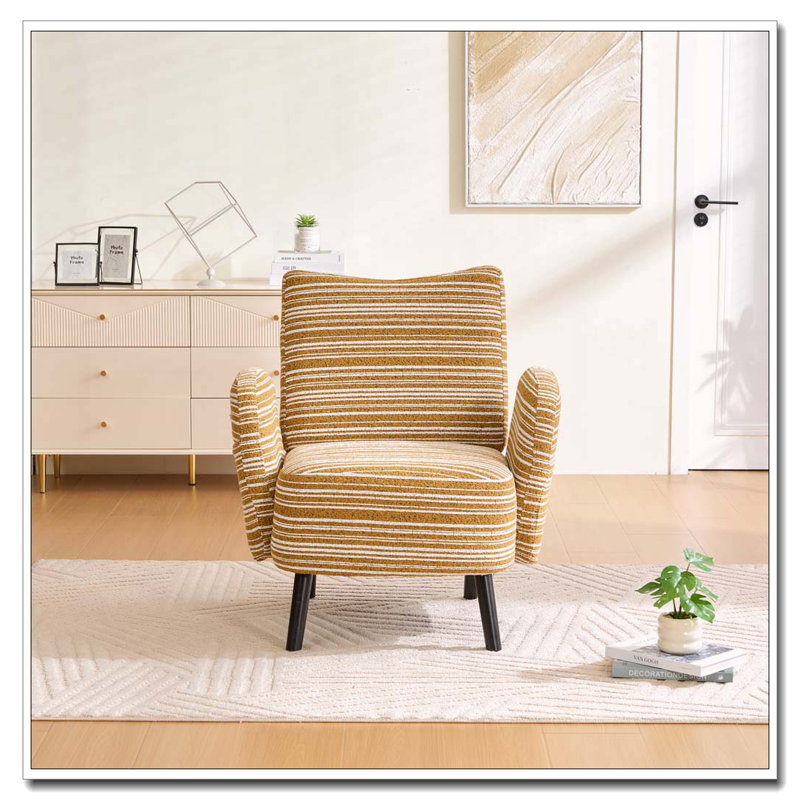 Fauteuil d'appoint rembourré Boucle, Jaune moutarde