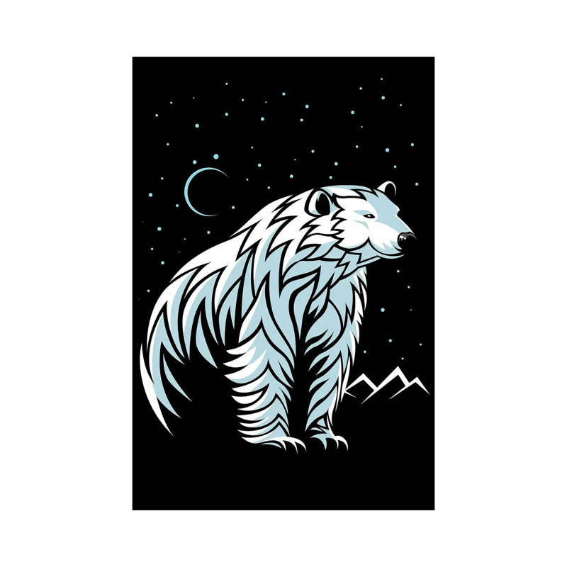 Tribal Polar Bear 1 Piece Wrapped Canvas Wall Art, 101.60cm H x 101.60cm W