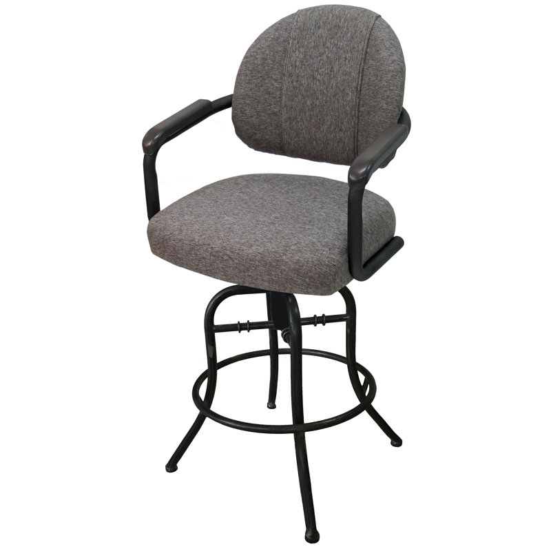 Tabouret de bar et de comptoir Adina, Tabouret de comptoir (siège d'une hauteur de 26 p, Noir, Gris mojave