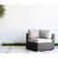 Fauteuil d'angle modulaire brun toutes saisons: fauteuil de coin de style complexe avec dossier légèrement incliné et coussins pour le confort du patio