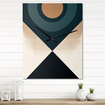 Horloge murale Mid-Century géométrique rétro bleu I - Mid-Century abstrait