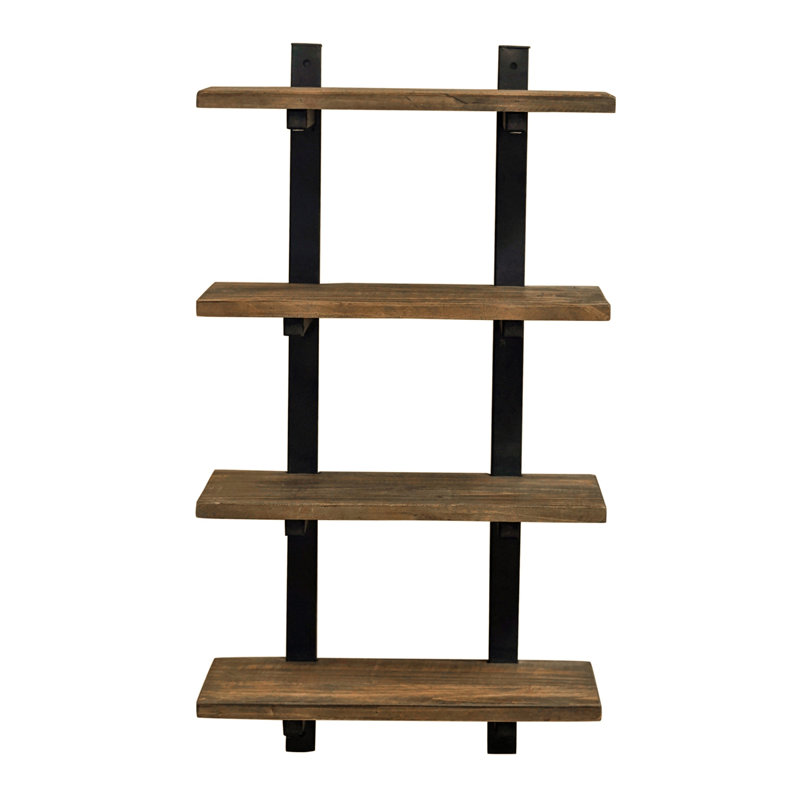 Étagère de rangement murale à 4 niveaux Pomona d'Alaterre Furniture pour salle de bain - Étagère de salle de bain en pin massif de 91 cm (36 po) avec style industriel rustique (naturel/noir)