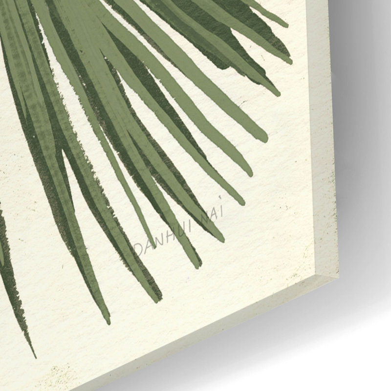  «Retro Big Leaf 2 Reversed Green» par Danhui Nai, art mural en verre acrylique, 16 po x 24 po