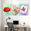 Aquarelle fleur de pavot, ensemble d'art mural sur toile tendue de 3 pièces pour le salon, la chambre à coucher ou la décoration intérieure