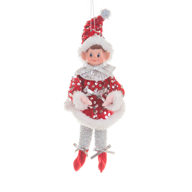 Elfe rouge souriant suspendu