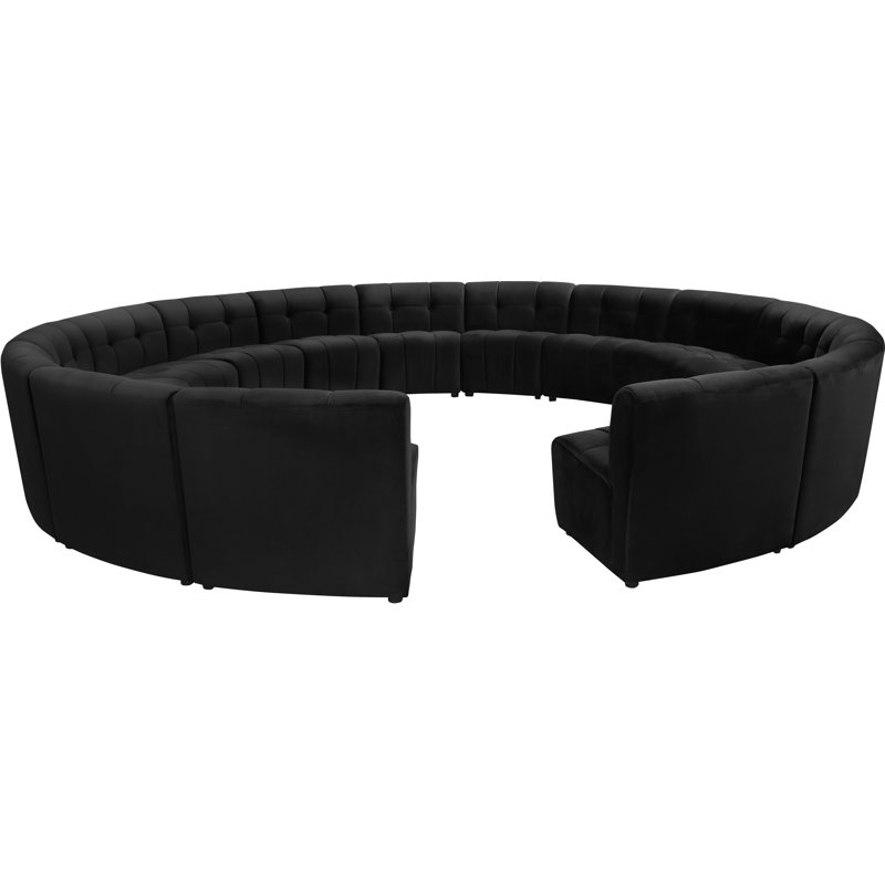 Jedson Velvet Sectional Symmetrical, Black Velvet