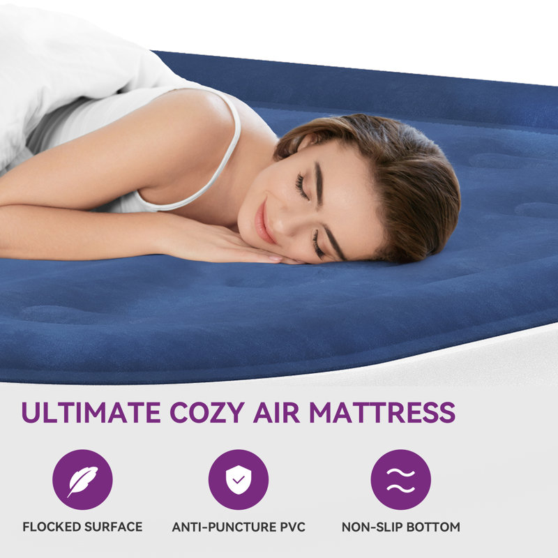 Balconera Air Mattress, Queen, Blue/White