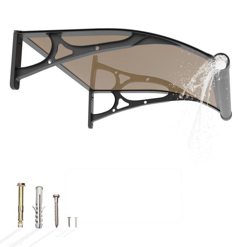 GUANSU-CN Polycarbonate Cover Retractable Door / Window Awning, Brown, 80x100 cm