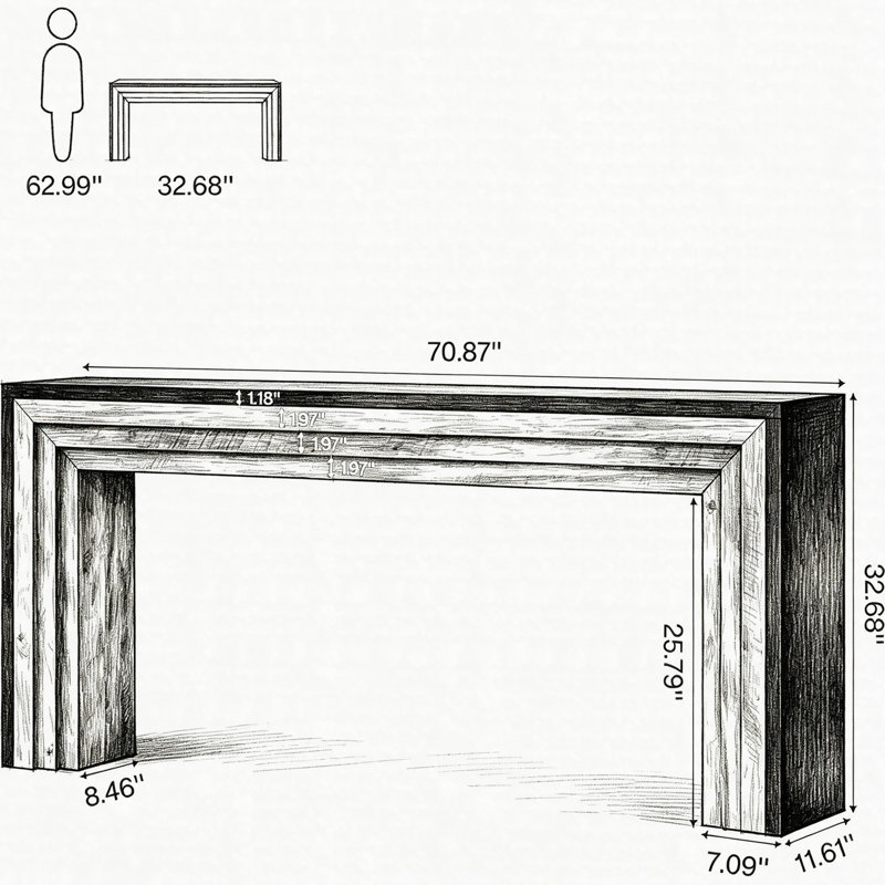 Console 70,9 po Farmhouse, Naturel, Noir