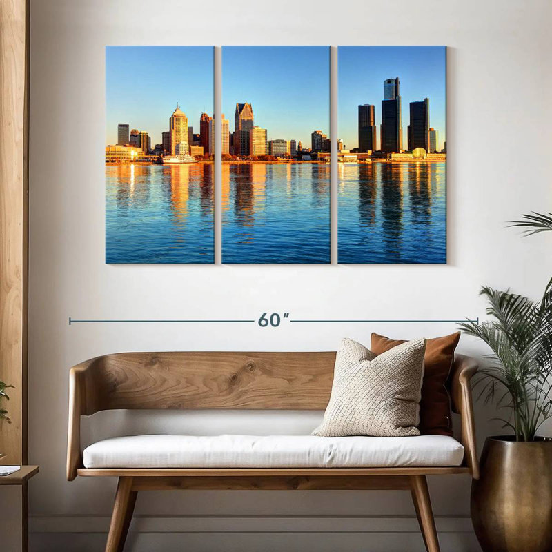 Nicci Detroit Waterfront Skyline, H 32 po x l 50 po