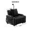 Fauteuil-lit polyvalent en velours 3 en 1, inclinable réglable avec support pour téléphone, poche latérale et ports, pour les petits salons de bureau, futon simple convertible noir, porte-gobelets de charge, bureau-118953214