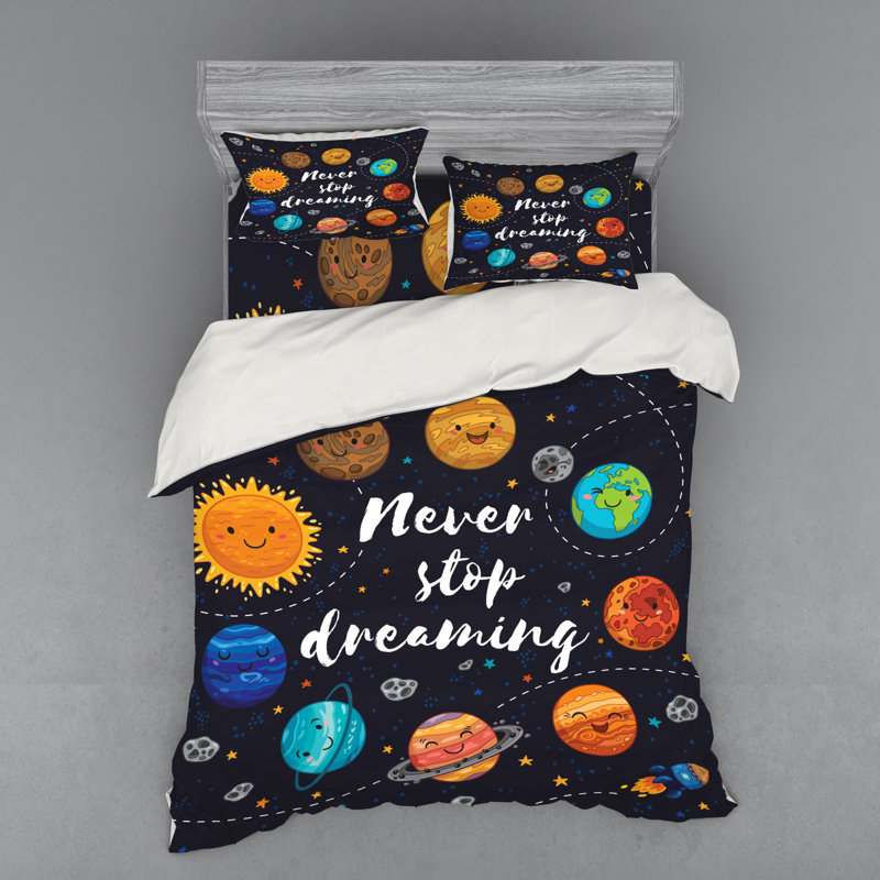 Ensemble de housse de couette "space outer" à l’extérieur de la lune en grappe solaire cosmos d’illustration de soleil