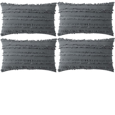 Ensemble de 4 housses de coussin rectangulaires à motif jacquard rayé