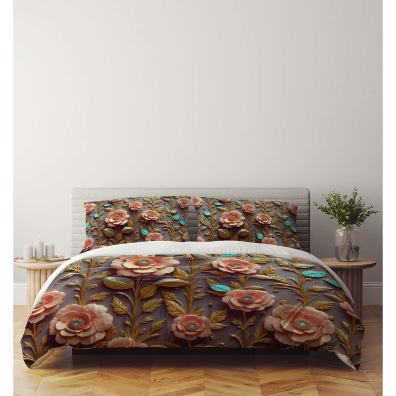 Luxurious Double Quilt Cover Set (3 Pieces), Soft Beige, 78.7 x 86.6 inches | 70% Polyester / 30% Cotton, 120 Thread Count | Machine Washable, Button Closure Duvet & Envelope Pillowcase | Elegant Bedding Upgrade