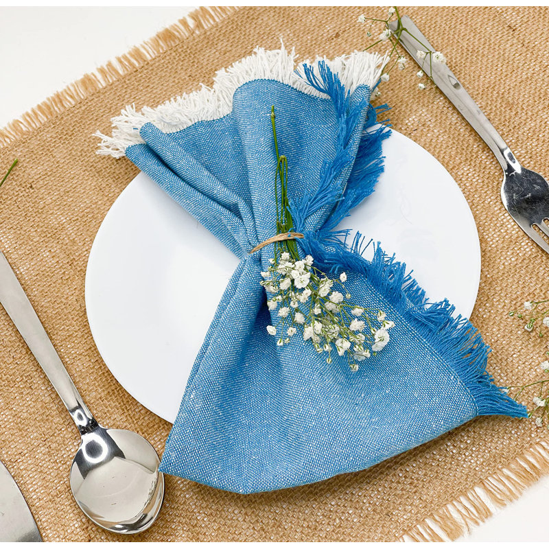 Amariani No Pattern Square Napkin, Turquoise/White