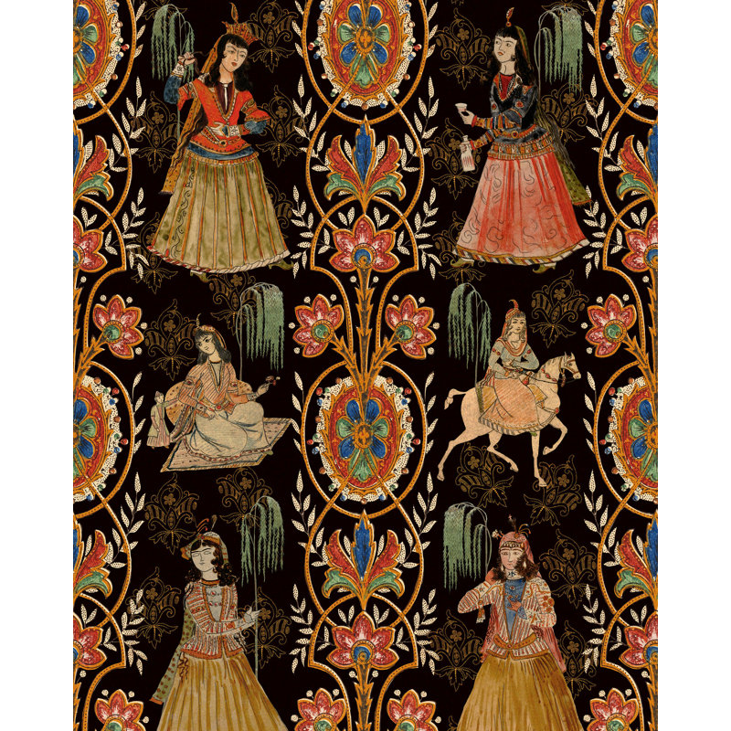 Tales Of Maghreb Wallpaper Roll, Black/Green/Red/Yellow