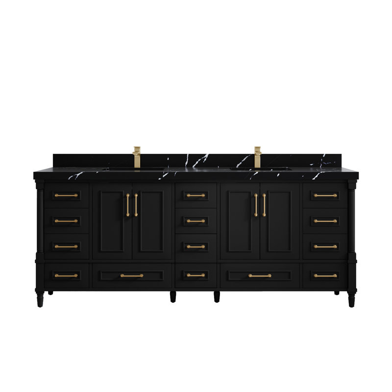 Aberdeen Bathroom Vanity, Calacatta Black, Black