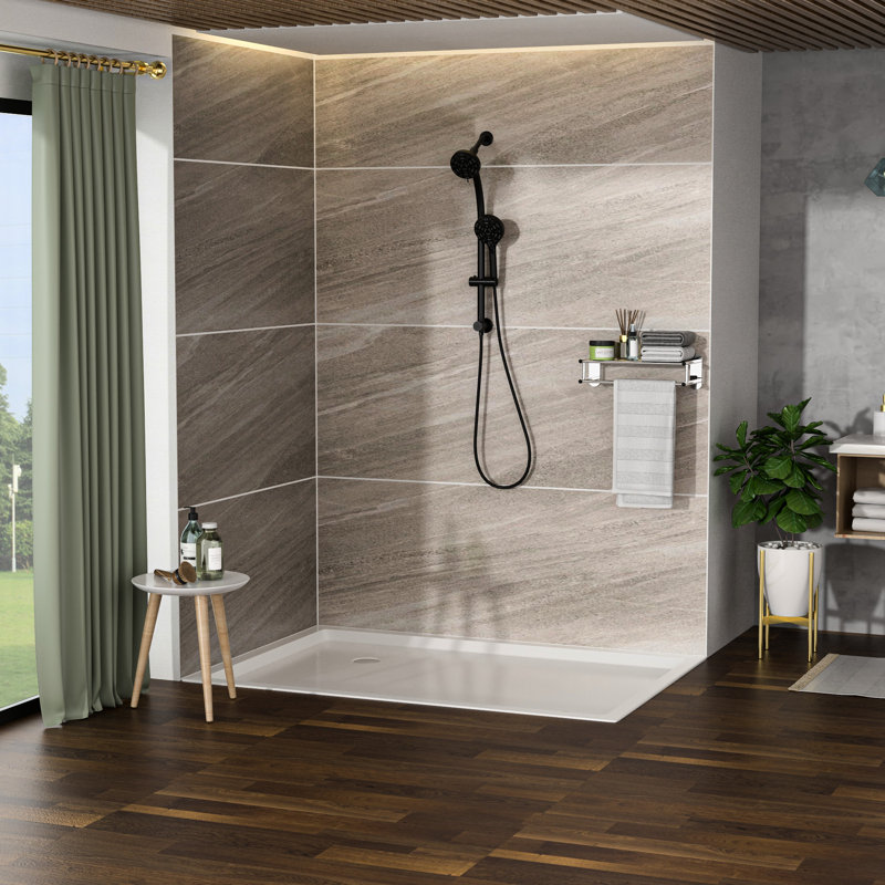 4.7" Rain Showerhead And 8 Handheld Shower, Matte Black, Adjustable Water Flow Kit Dual Shower Head With 8 Spray Settings, Stainless Steel Hose & Holder