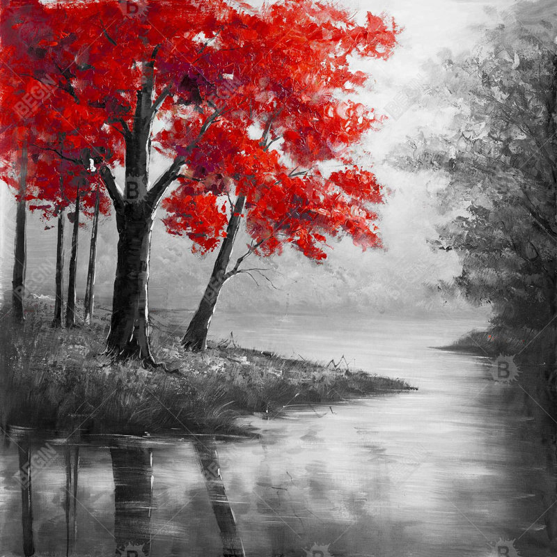 " Red Trees And Lake "