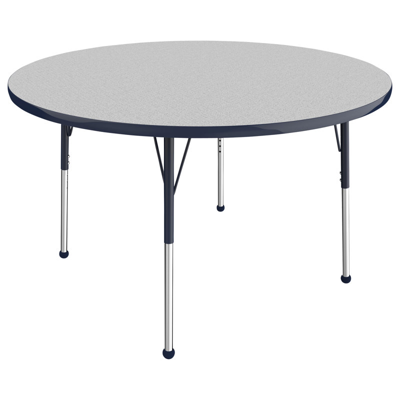 Table ronde à hauteur réglable, 48", Gris / bleu marine, Standard Ball Glide