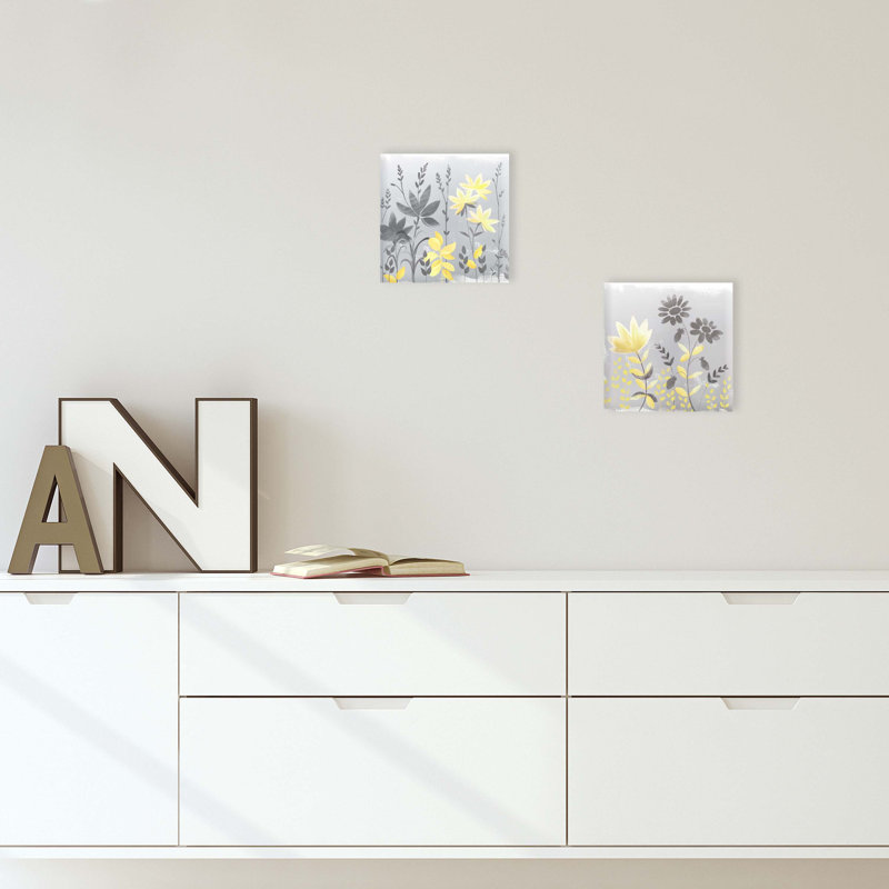«Soft Nature» jaune et gris par Northern Lights, art sur toile (ensemble de 2)