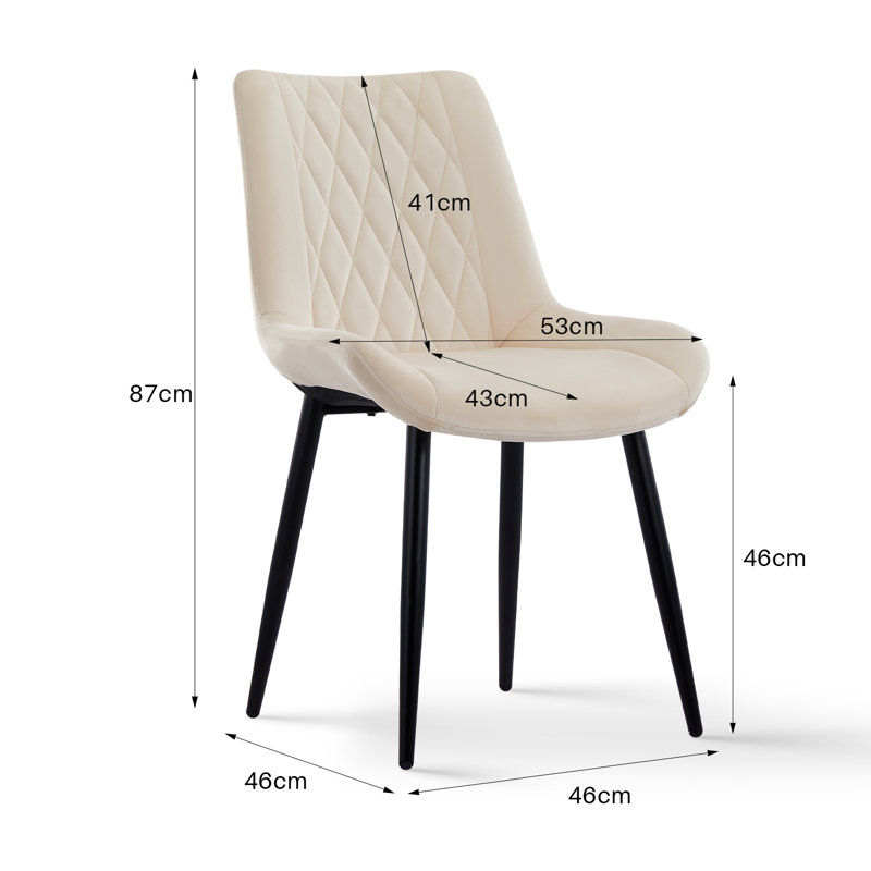 Nogales 46cm H Velvet Upholstered Side Chair, Beige