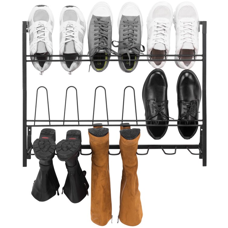 Black Metal Entryway Boot Rack, Freestanding Shoe Organizer and Tall B –  MyGift