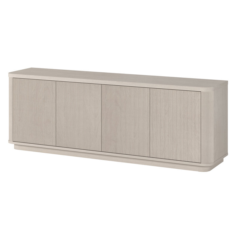 Weybossett Rectangular TV Stand, White Wood Fluting