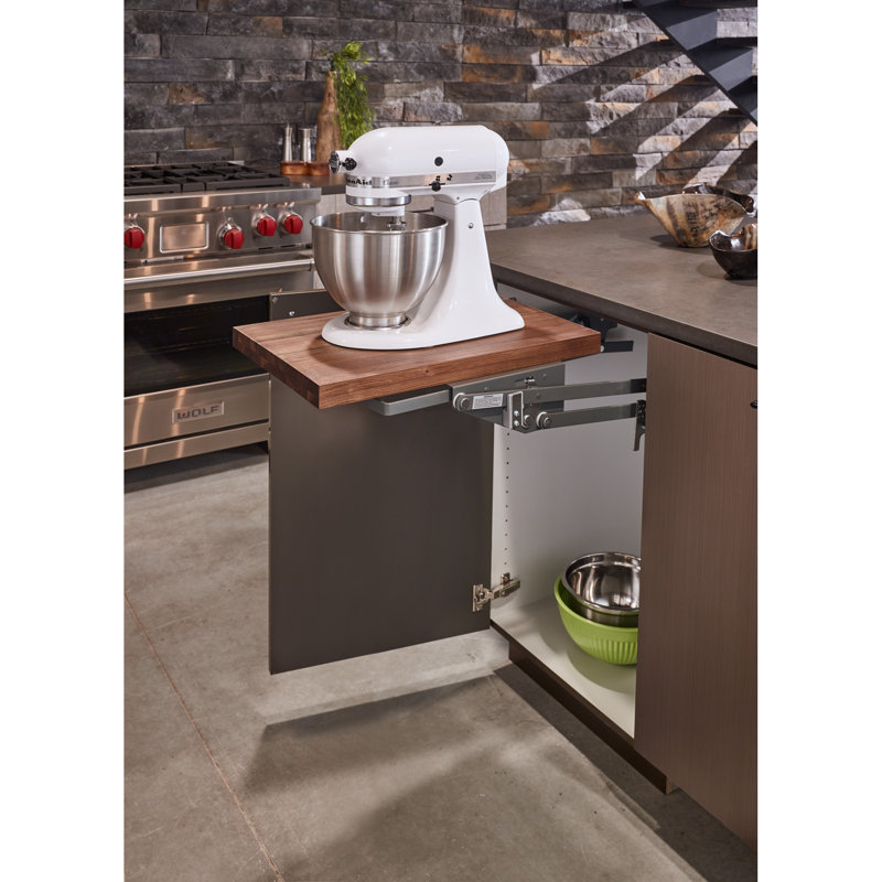 Rev-A-Shelf Mixer/Appliance Lifting System with Shelf Included for Base Cabinets, Brown, 18.69" H x 13.25W x 20" D