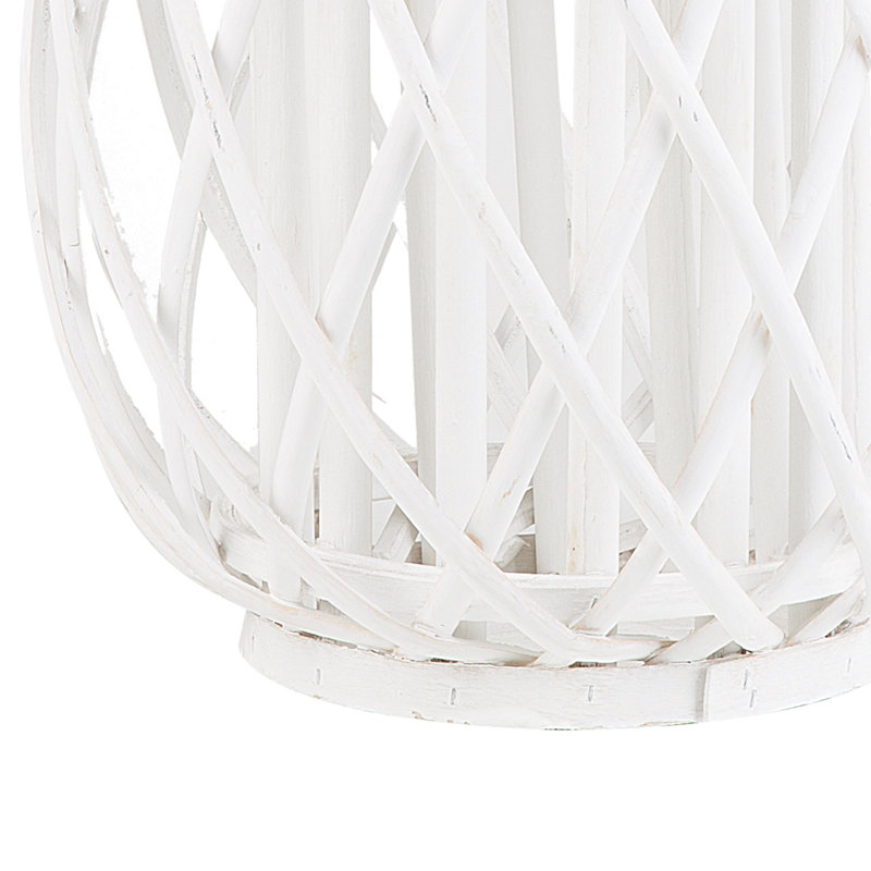 Wood Floor Lantern, White, 40 cm H x 26 cm W x 26 cm D