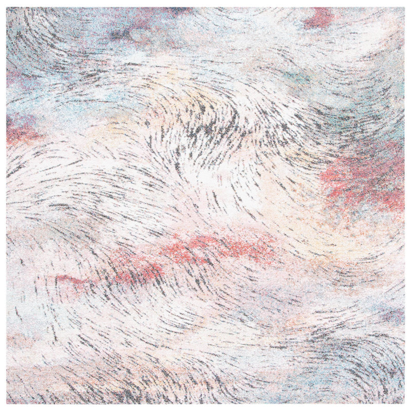 Dostie Phoenix Performance Abstract Rug, Square 6'7"