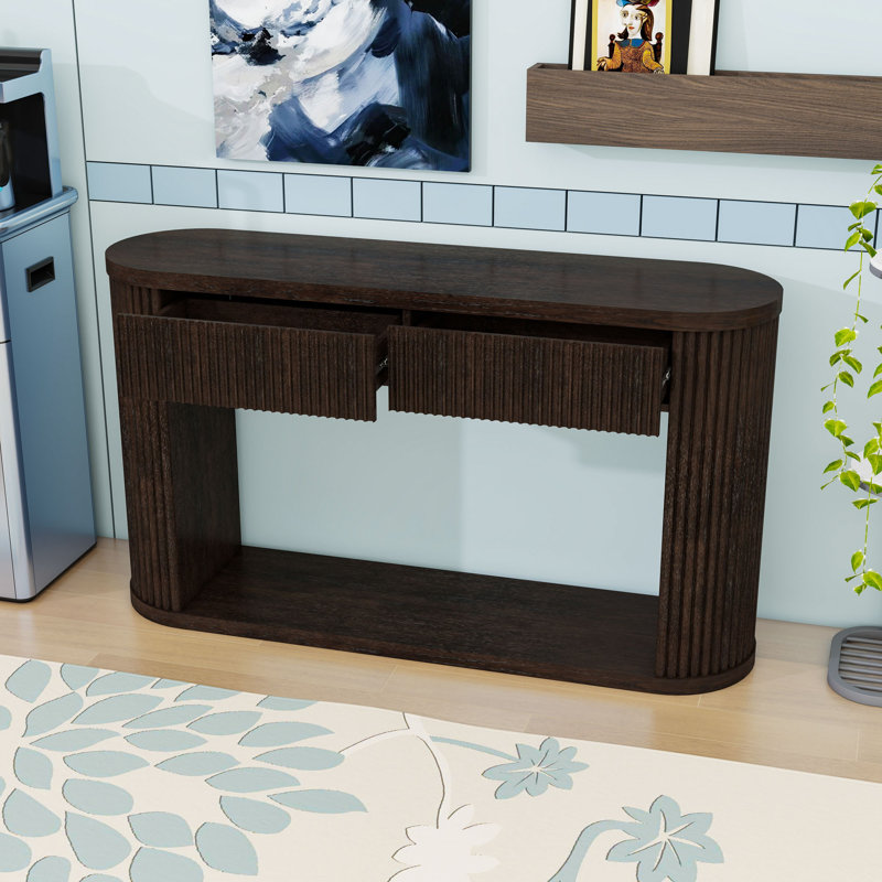 Console en bois avec 2 tiroirs, Espresso