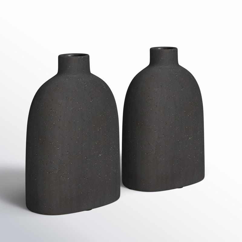 Vase de table en céramique Abie, Noir, H 4 po x l 5,75 po x P 2,5 po