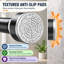 This black rustproof spring-tension shower rod adjusts from 65-249cm / 25.6-98inch; the non-slip mount needs no drilling or tools and is suitable for baths, kitchens, and closets.