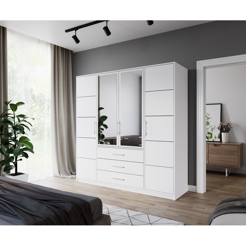 Biser Manufactured Wood Wardrobe, White