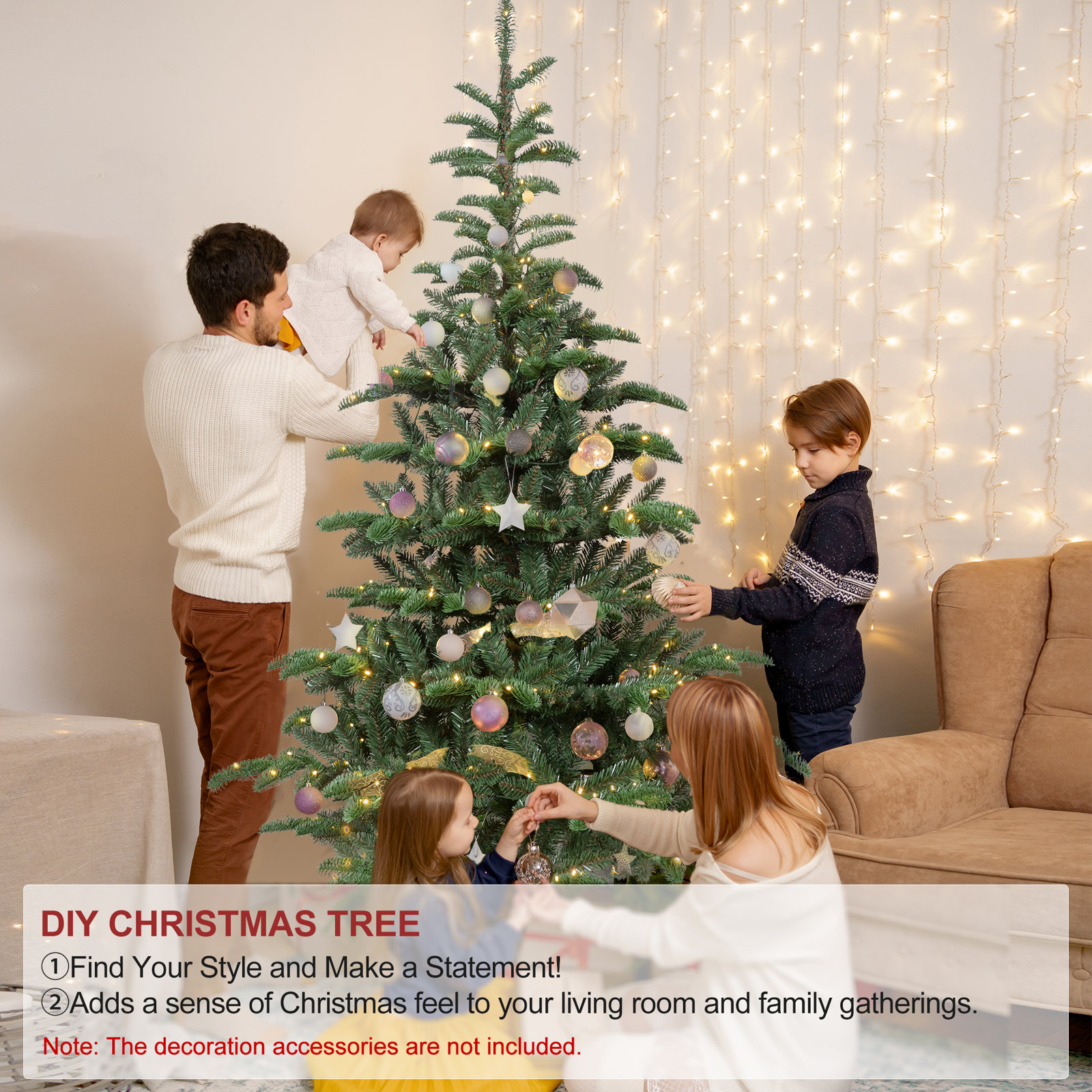Pre-Lit Artificial Christmas Tree, 7ft