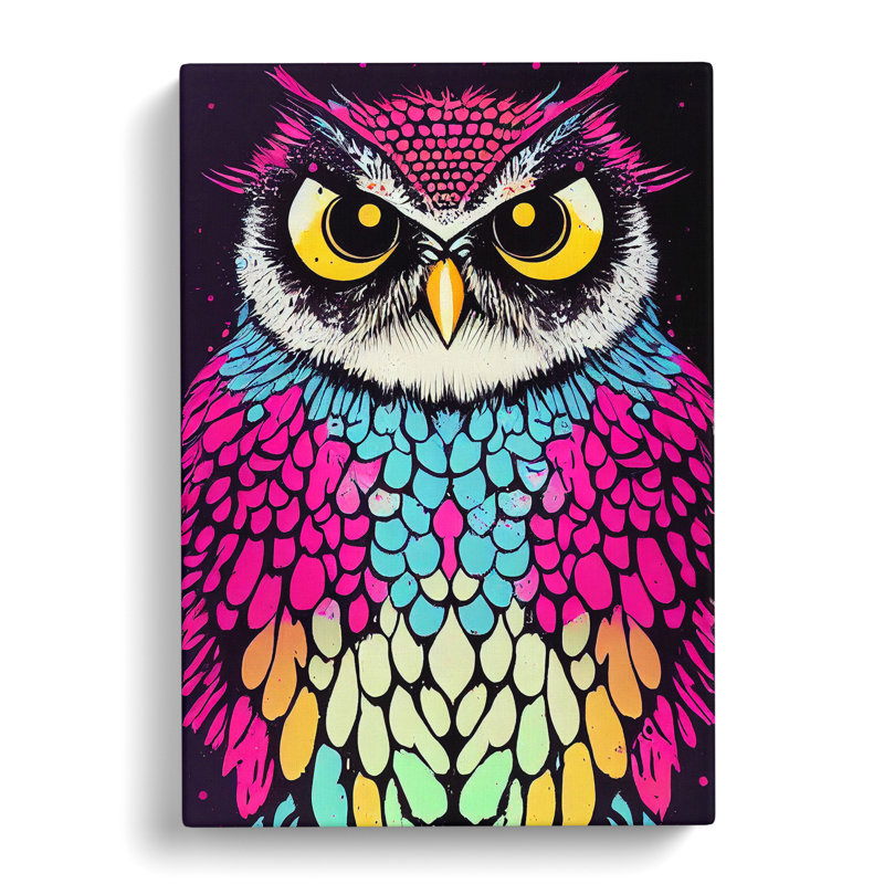 Owl In Paint No.4 - Wrapped Canvas, 76cm H x 50cm W x 3cm D