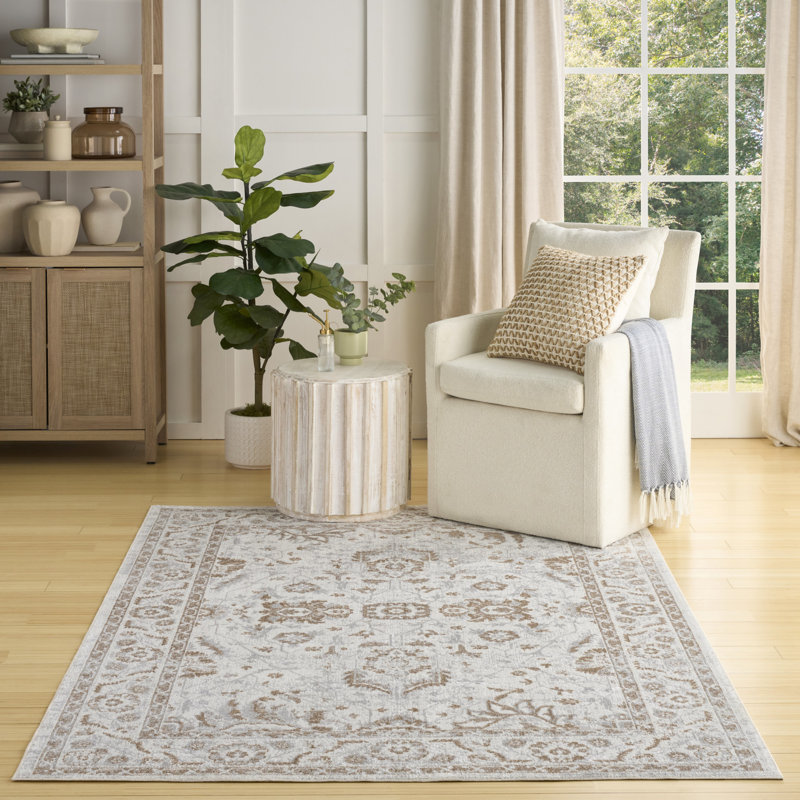 Graceanna 6'7" x 9' Grey Vintage Indoor Rug, Rectangle 6'7" x 9'
