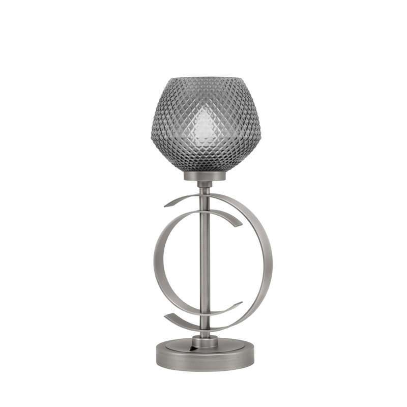 Lampe de table en acier inoxydable Gulran, Graphite, Transparent, H 16,5 po x l 7,25 po x P 7,25 po