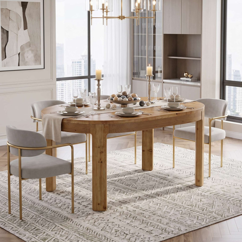 Farmhouse Solid Wood Oval Kitchen Table